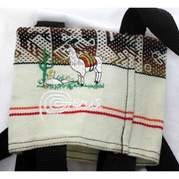 Peruvian Bottle Holder Lanyard Shoulder Strap Native Textile Hiking Outdoor Whit - Picture 2 of 3